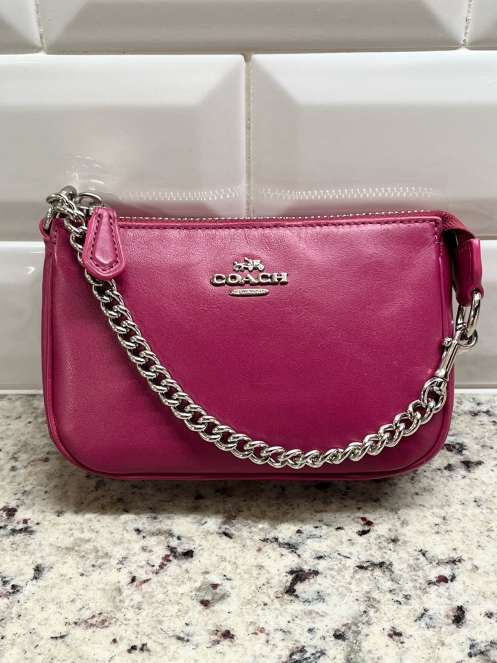 Coach Nolita Raspberry Smooth Leather Wristlet/Mini Bag EUC
